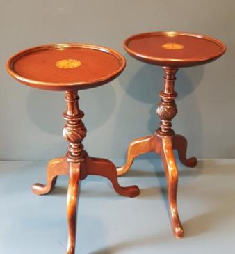 Matching Pair of Edwardian Mahogany Wine Tables