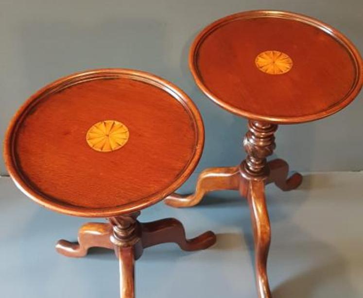 Matching Pair of Edwardian Mahogany Wine Tables - Image 5