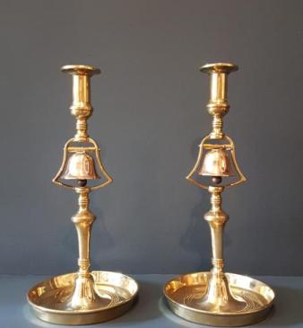 Matching Pair of George III Brass Tavern Candlesticks