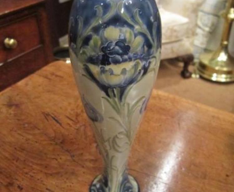Art Nouveau Moorcroft Tulip on Celadon Liberty's Vase - Image 1