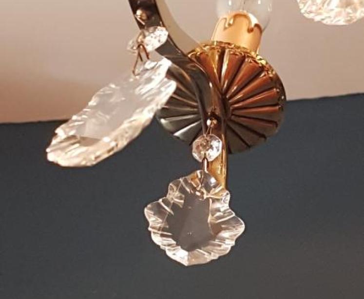 1920's Brass and Cut Crystal Chandelier - Image 5