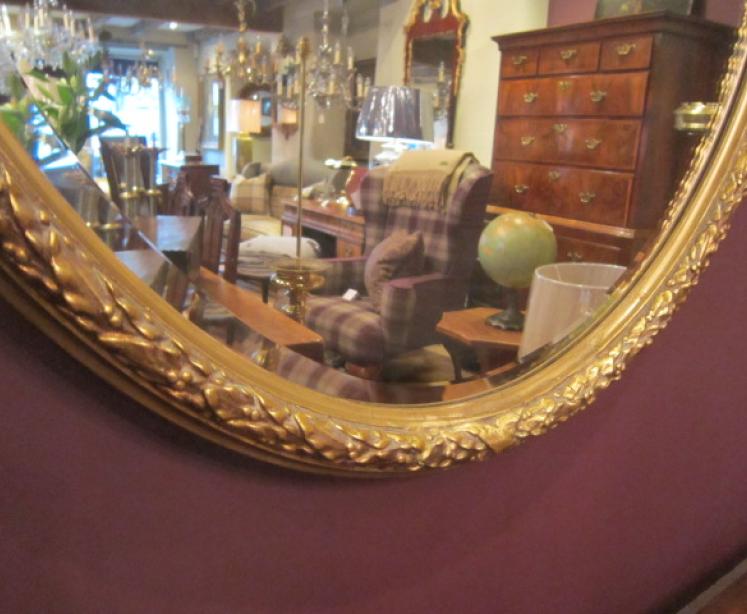 Top Quality Mid Victorian Timber Gilt Oval Mirror - Image 5