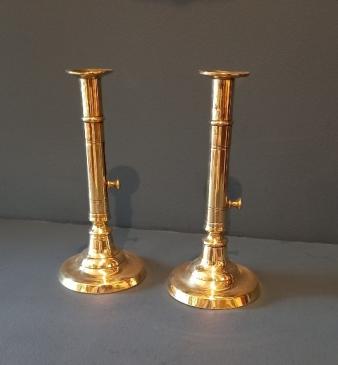 Pair of George III Period Brass Seamed Candlesticks