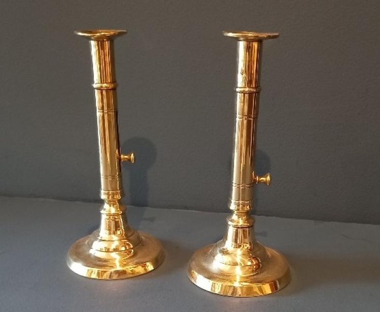 Pair of George III Period Brass Seamed Candlesticks - Image 1
