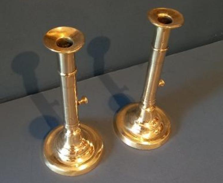 Pair of George III Period Brass Seamed Candlesticks - Image 6