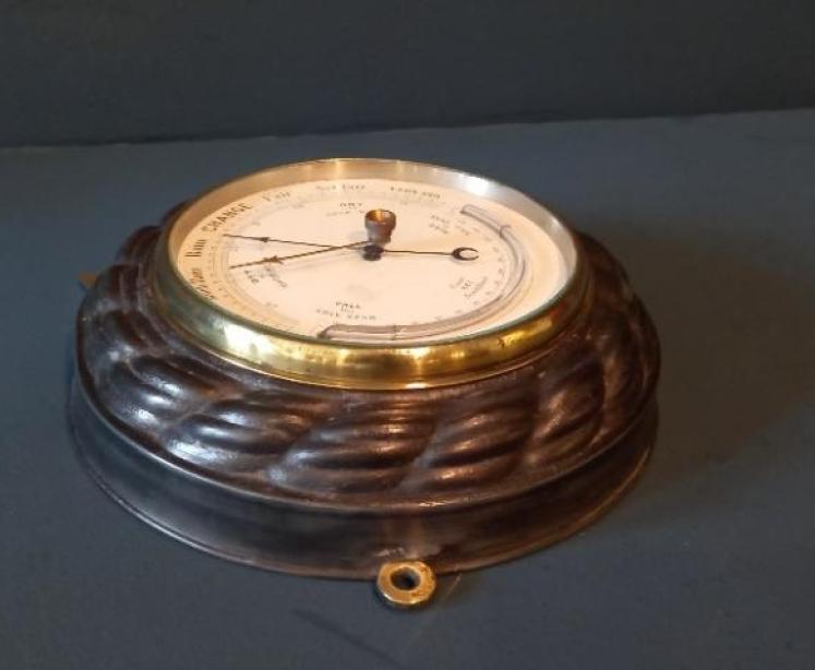 Victorian Steel Barometer with Thermometer - Image 6