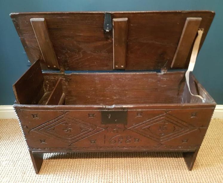 Period Oak Six Plank Coffer Dated 1658 - Image 7