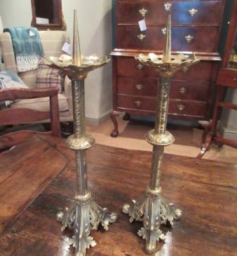 Pair of Early Victorian Pricket Church Candlesticks