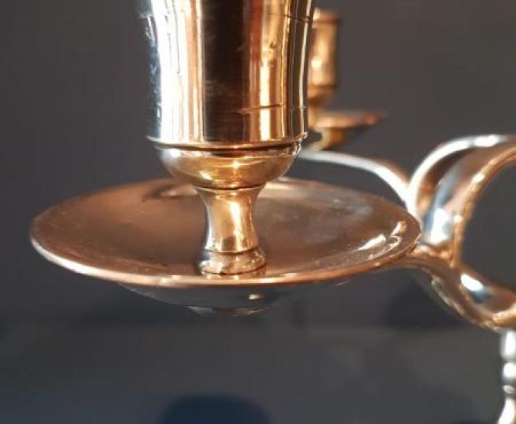  Pair of Victorian Brass Rise and Fall Candelabras  - Image 3