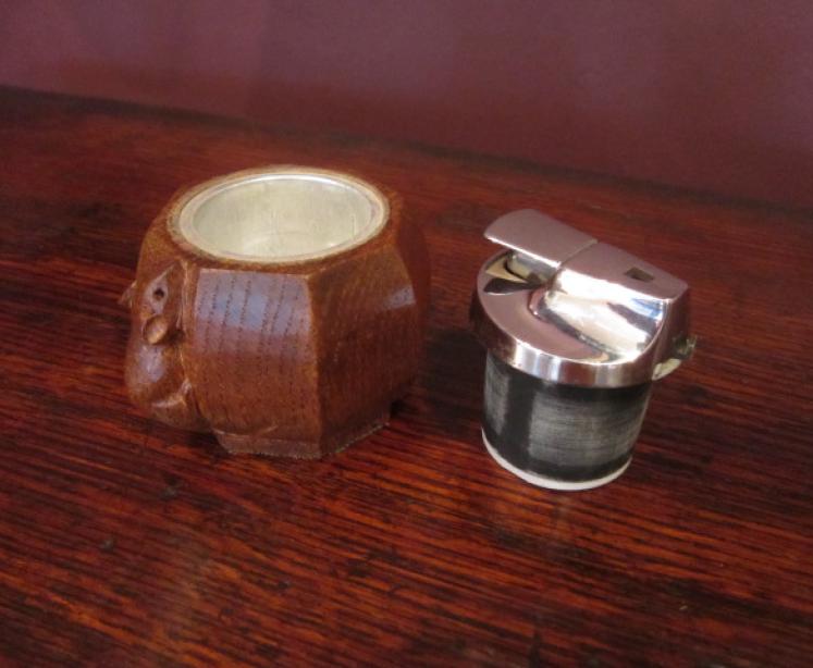 Rare Mouseman Oak Table Lighter - Image 4
