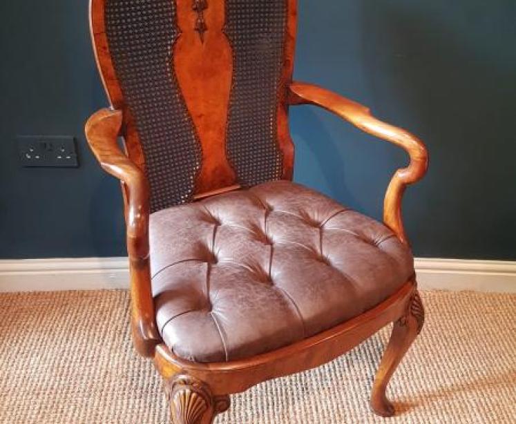 Edwardian Walnut Elbow Chair - Image 1