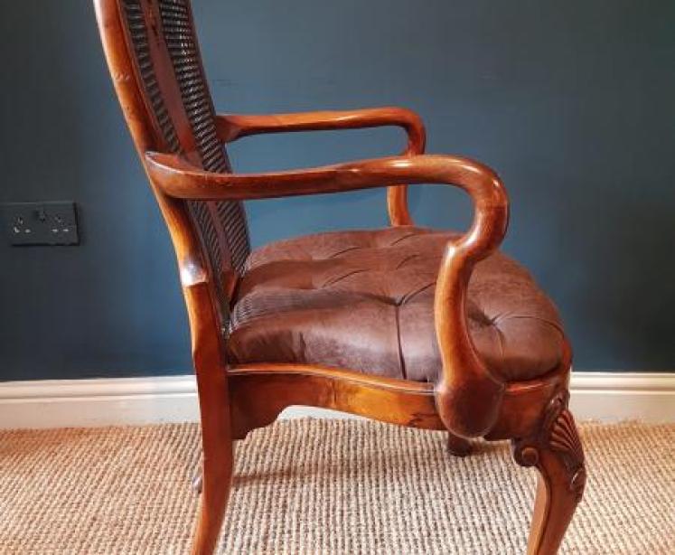 Edwardian Walnut Elbow Chair - Image 5