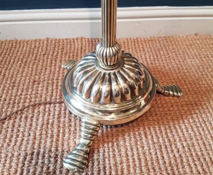 Edwardian Cast Brass Rise and Fall Lamp Standard - Image 6