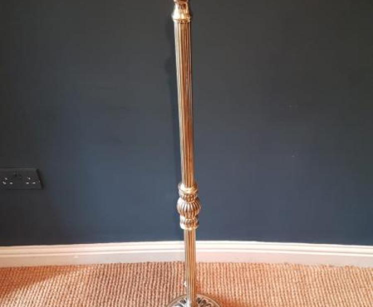 Edwardian Cast Brass Rise and Fall Lamp Standard - Image 7
