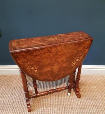 Fine Quality Victorian Burr Walnut Baby Sutherland Table