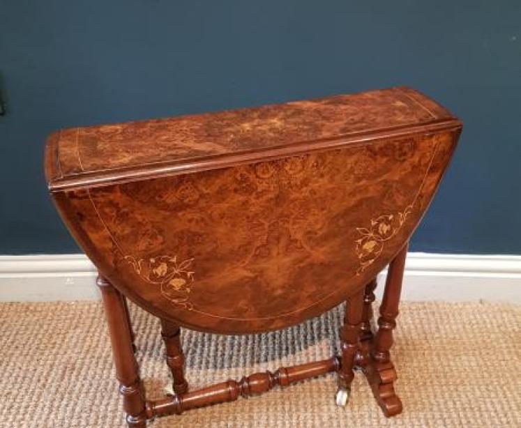 Fine Quality Victorian Burr Walnut Baby Sutherland Table - Image 1
