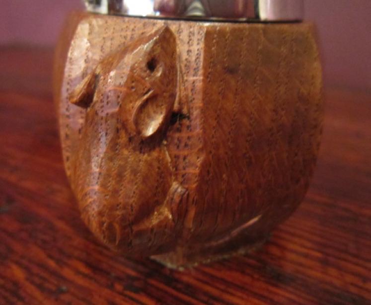 Rare Mouseman Oak Table Lighter - Image 5