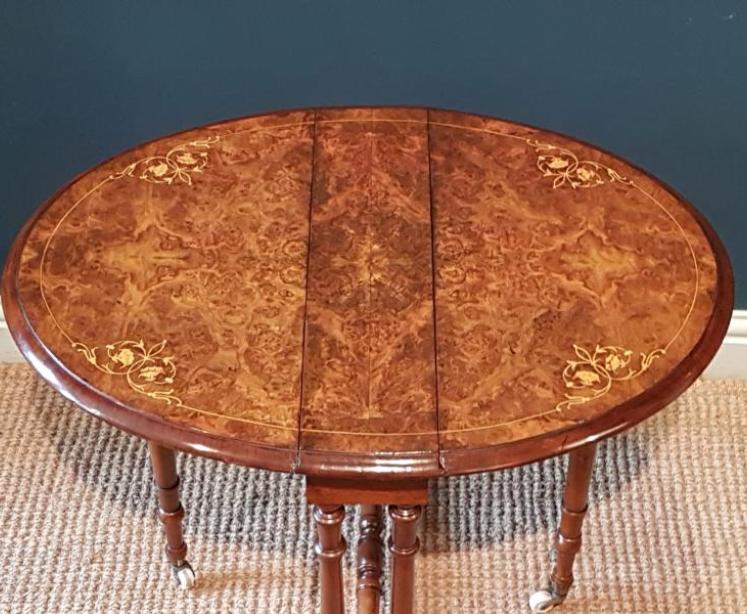 Fine Quality Victorian Burr Walnut Baby Sutherland Table - Image 2