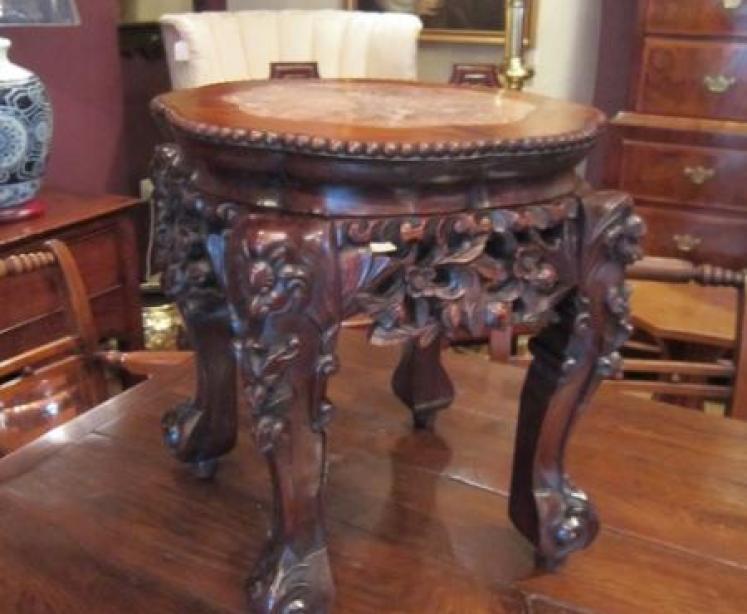 19th Century Carved Walnut Jardiniere Stand - Image 1