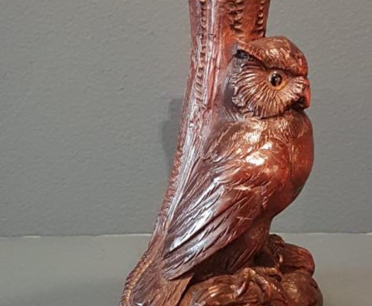 Victorian Black Forest Owl Spill Vase - Image 5