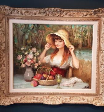 Marcel Dyf 'Claudine In A Hat' Oil On Canvas  