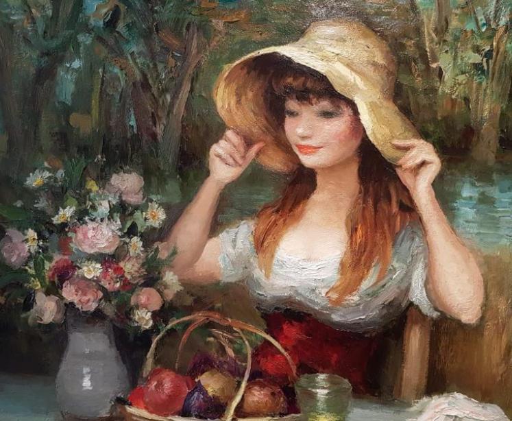 Marcel Dyf 'Claudine In A Hat' Oil On Canvas   - Image 3