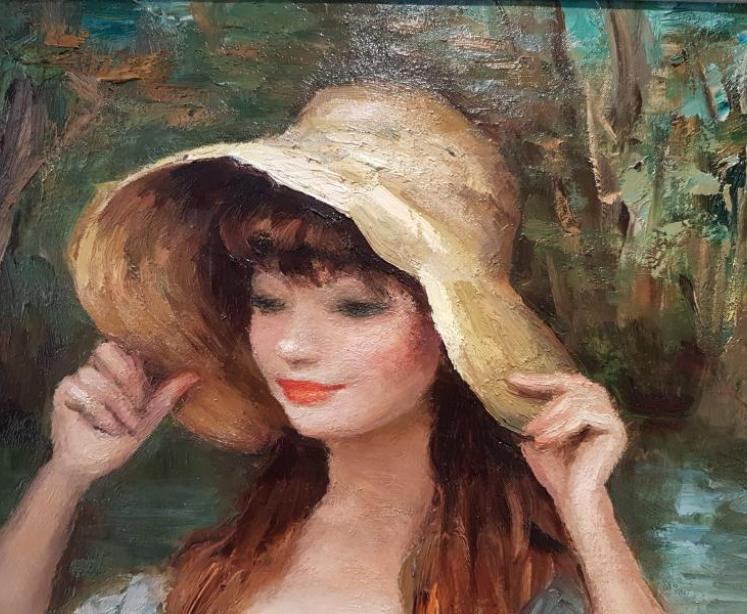 Marcel Dyf 'Claudine In A Hat' Oil On Canvas   - Image 4