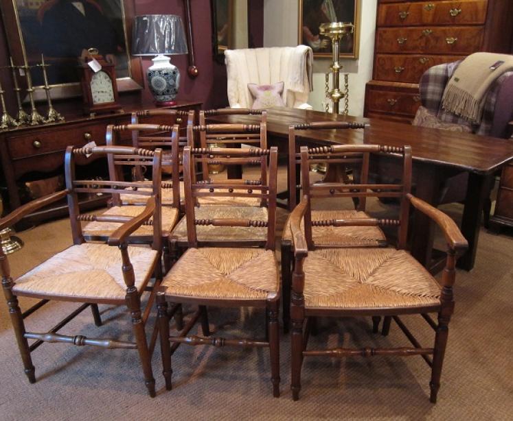Set of Eight George III Period Ash & Elm Dining Chairs - Image 1