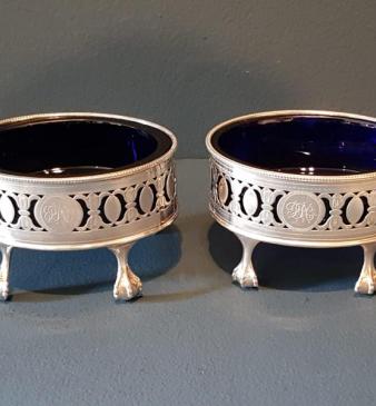 Matching Pair of George III Silver Hester Bateman Salts