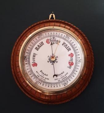 Victorian Oak Cased Enamel Dial Barometer