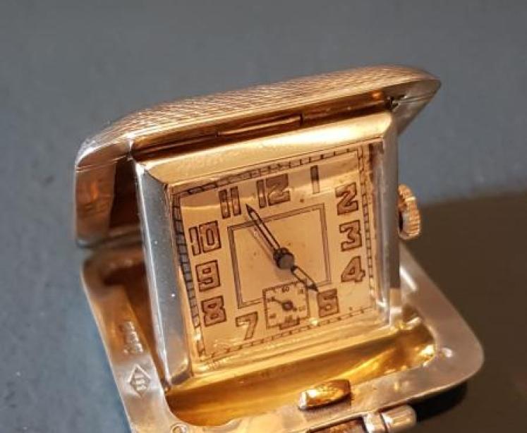 George V Engine Turned Silver Travelling Clock - Image 1