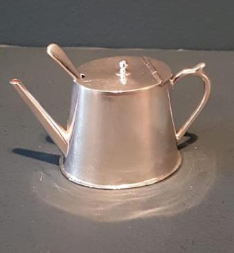 Rare Miniature Tea Pot Shaped Mustard Pot