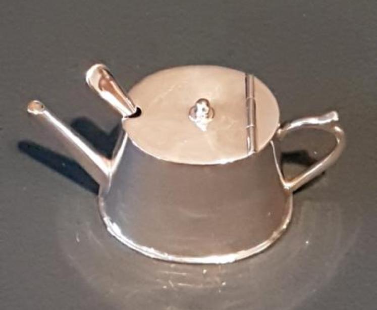 Rare Miniature Tea Pot Shaped Mustard Pot - Image 7