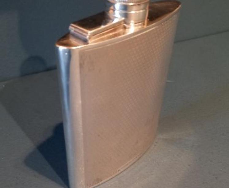 Edwardian Period Silver Engine Turned Hip Flask - Image 7