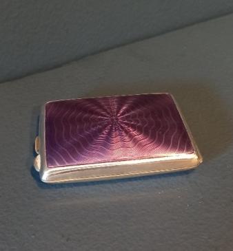 Fine George V Period Silver & Lilac Enamel Match Case