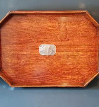 Victorian Oak and Silver Plated Mounted Tray