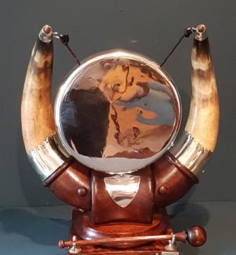 Victorian Oak And Cow Horn Dinner Gong 