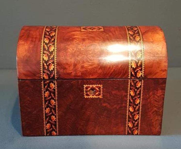 Victorian Dome Top Tumbridge Inlaid Caddy  - Image 1