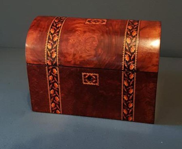 Victorian Dome Top Tumbridge Inlaid Caddy  - Image 7