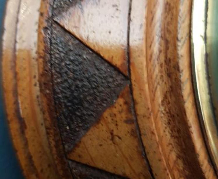 Victorian Oak Aneroid Barometer with Crescent Thermometer  - Image 5