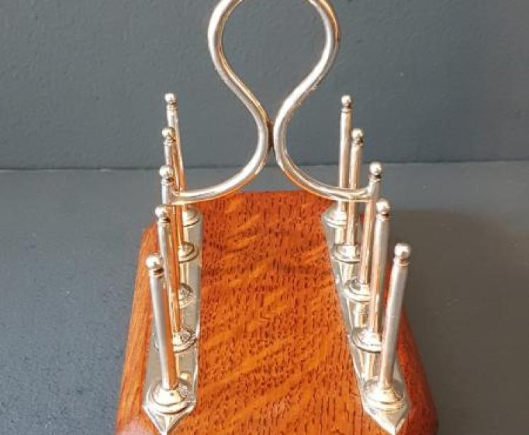 Victorian Oak and Silver Plate Toast Rack - Image 2