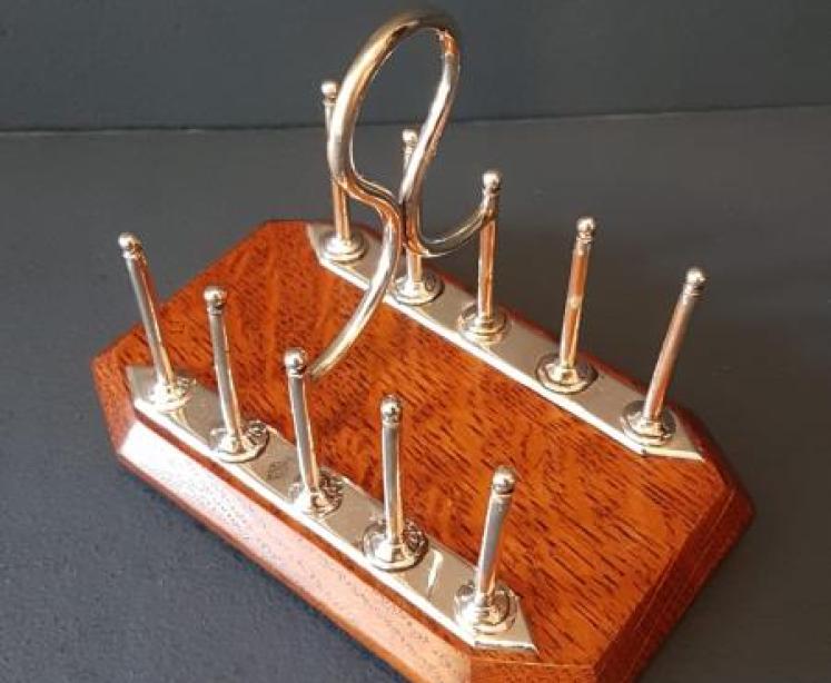 Victorian Oak and Silver Plate Toast Rack - Image 6