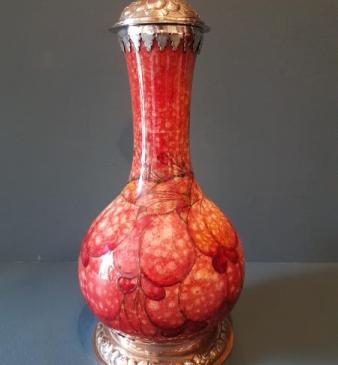 Rare Flambé Moorcroft Arthur Edwardes Mounted Vase