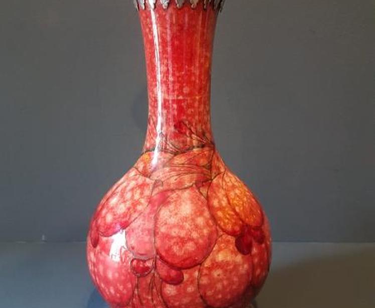 Rare Flambé Moorcroft Arthur Edwardes Mounted Vase - Image 1