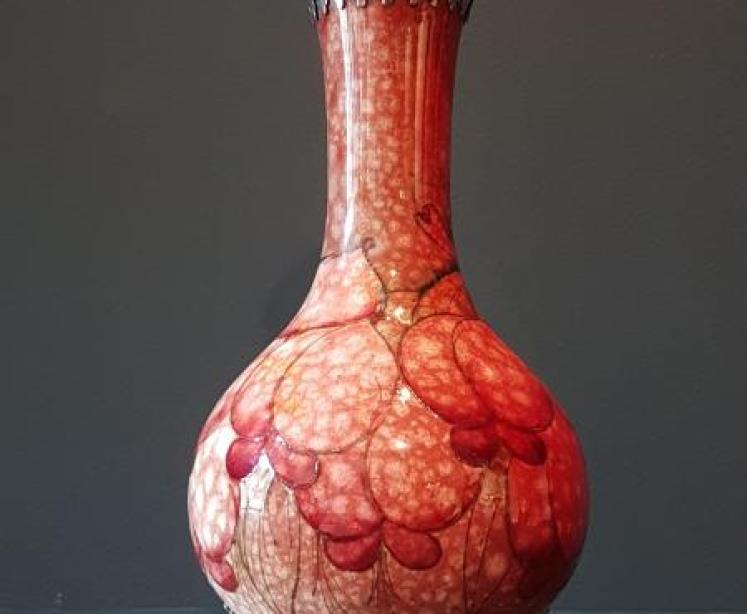 Rare Flambé Moorcroft Arthur Edwardes Mounted Vase - Image 5