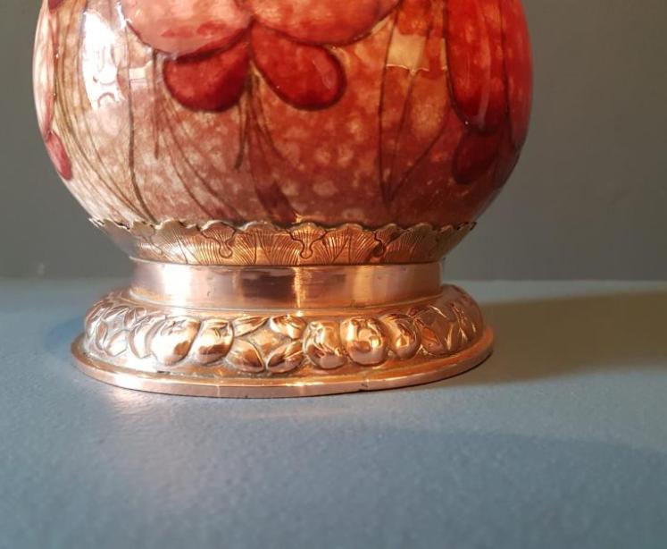 Rare Flambé Moorcroft Arthur Edwardes Mounted Vase - Image 6