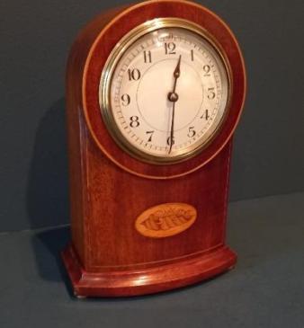 Edwardian Period Bow Fronted Inlaid Mantel Clock
