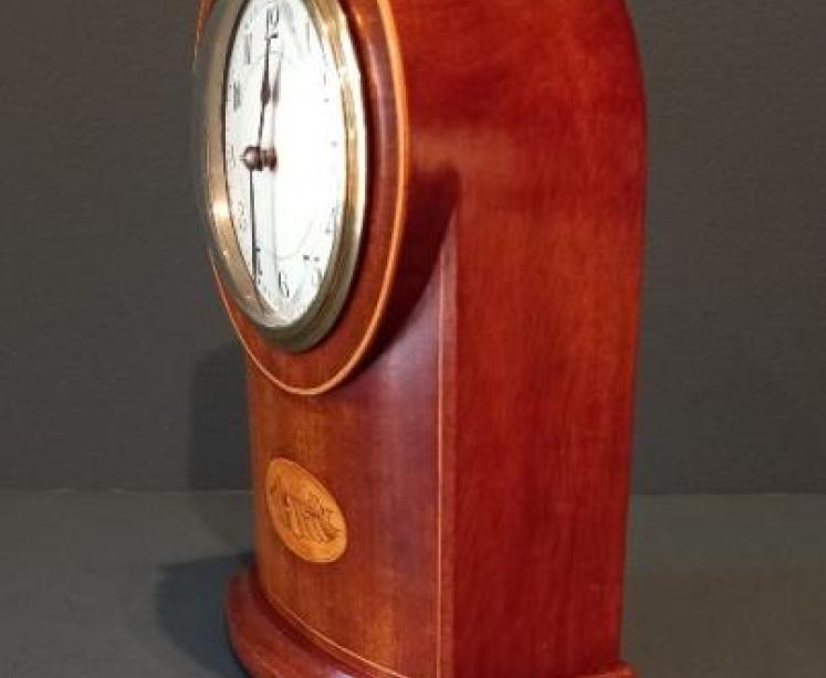 Edwardian Period Bow Fronted Inlaid Mantel Clock - Image 2