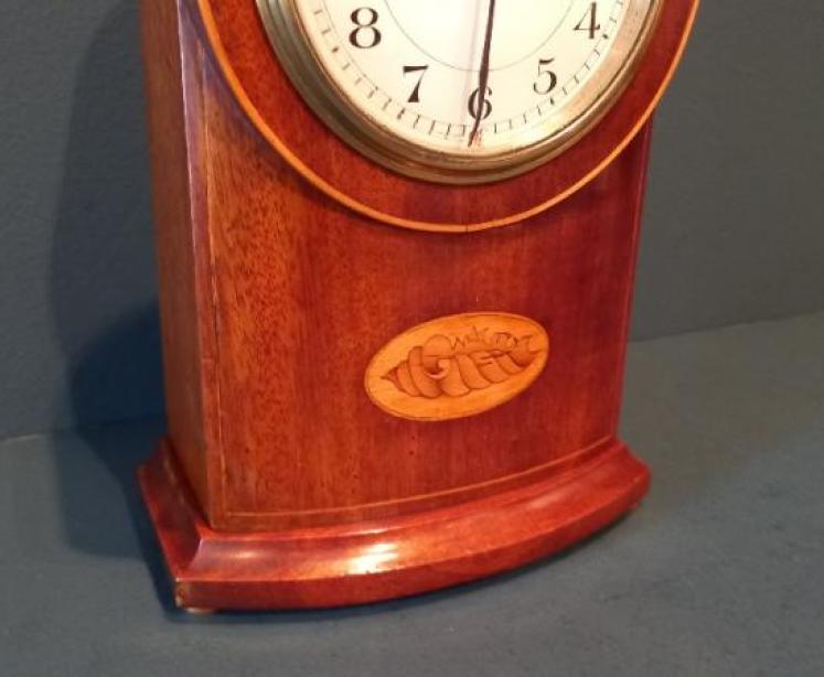 Edwardian Period Bow Fronted Inlaid Mantel Clock - Image 3