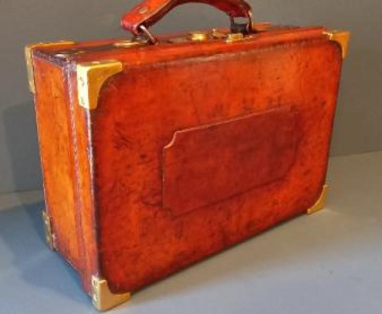 Edwardian Leather & Brass Bound Cartridge Case - Image 1